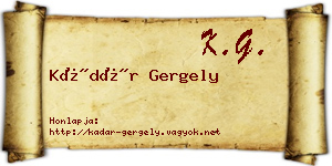 Kádár Gergely névjegykártya