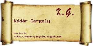Kádár Gergely névjegykártya